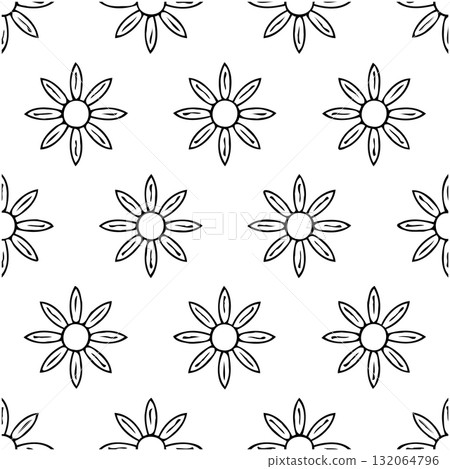 Seamless floral pattern with minimalist outline design, suitable for backgrounds Seamless floral pattern with minimalist outline design, suitable for backgrounds 132064796