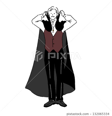 一名男子扮成吸血鬼的插圖 132065334