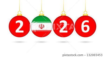 Iran Flag Christmas Balls 2026 Decoration. 132065453