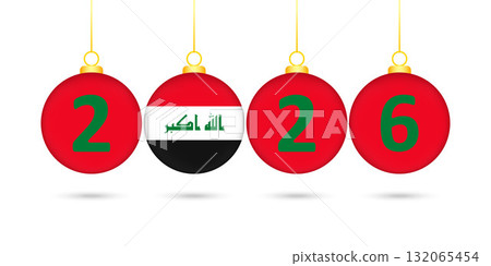 Iraq Flag Christmas Balls 2026 Decoration. 132065454