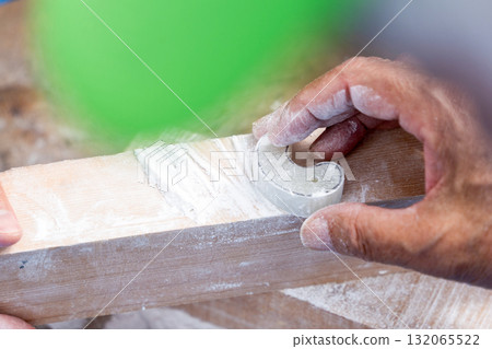 Magatama making experience - polishing with sandpaper Magatama making experience - polishing with sandpaper 132065522
