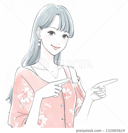 婦女和女孩插畫素材 婦女和女孩插畫素材 132065624