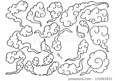 日式雲朵圖示集 | 單色祥雲，中式設計，裝潢材料 132065855