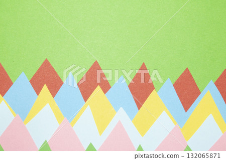 Simple Paper Card Primary Colour Triangle Mountains Jagged Geometric Shapes in Multicolour Rainbow Background Simple Paper Card Primary Colour Triangle Mountains Jagged Geometric Shapes in Multicolour Rainbow Background 132065871