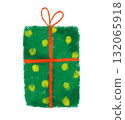 Illustration of a gift with a ribbon, crayon-style, polka dots 132065918