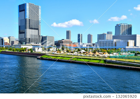 View of Toyosu Station, Showa University School of Medicine Koto Toyosu Hospital, and the area around Shin-Toyosu Station (Koto Ward, Tokyo) [October 2025] 132065920