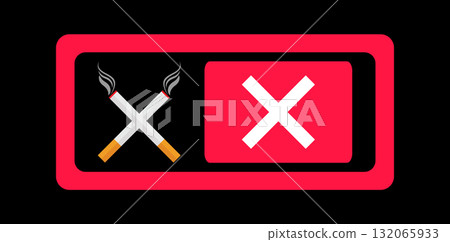 No Smoking Sign with Crossed Cigarettes. Forbidden Sign. 132065933