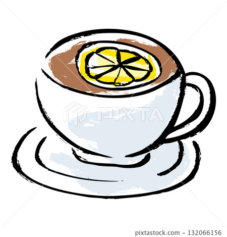 手繪檸檬漂浮茶插圖 手繪檸檬漂浮茶插圖 132066156