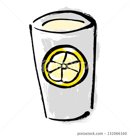 Hand-drawn illustration of lemon sour with a brush stroke 132066160