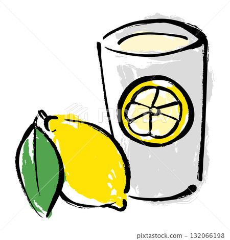 Lemon sour illustration with a brush stroke Lemon sour illustration with a brush stroke 132066198