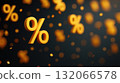 Golden percentage symbols float against dark background, creating dynamic and abstract financial theme 132066578