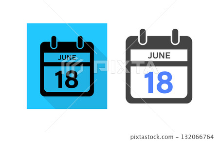June 18th Calendar Icon. June 18 Calendar Date. Time Management or Appointment. 132066764