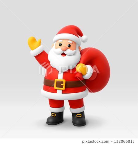 Santa Claus waving hello and carrying bag 132066815