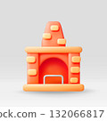 3d cartoon style fireplace for home interior 132066817