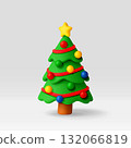 3d cartoon Christmas tree vector illustration 132066819