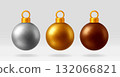 3d Christmas bauble in silver, gold, and bronze 132066821