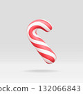 Red and white striped candy cane 3d 132066843