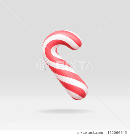 Red and white striped candy cane 3d 132066843
