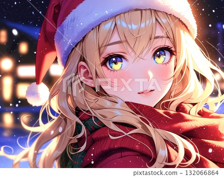 Beautiful girl illustration winter Christmas 132066864