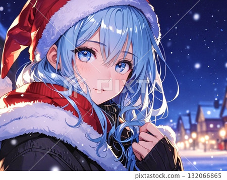 美麗的女孩插畫冬季聖誕節 美麗的女孩插畫冬季聖誕節 132066865