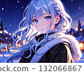 美麗的女孩插畫冬夜 132066867