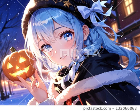 漂亮的女孩插畫萬聖節 漂亮的女孩插畫萬聖節 132066868