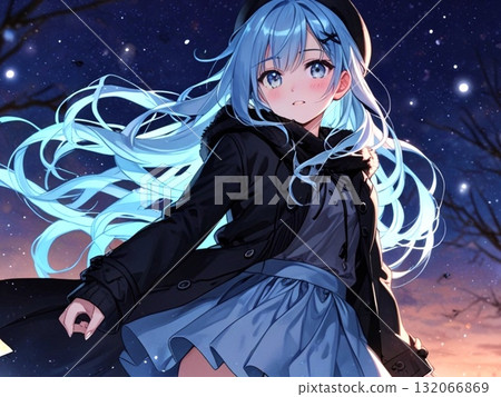 美少女插畫夜空 美少女插畫夜空 132066869