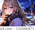 美麗的女孩插畫冬夜 132066873