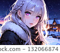 美麗的女孩插畫冬夜 132066874