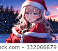美麗的女孩插畫聖誕節聖誕老人 132066879