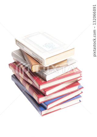 Books stack isolated on white background 132066891