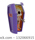 Halloween icon Open coffin with skeleton inside 3D 132066915
