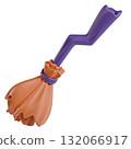 Halloween icon Witch broom 3D 132066917