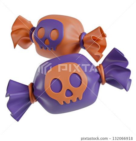 Halloween icon Candies with skull decorations 3D Halloween icon Candies with skull decorations 3D 132066918