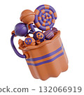 Halloween icon Bucket full of candies 3D 132066919