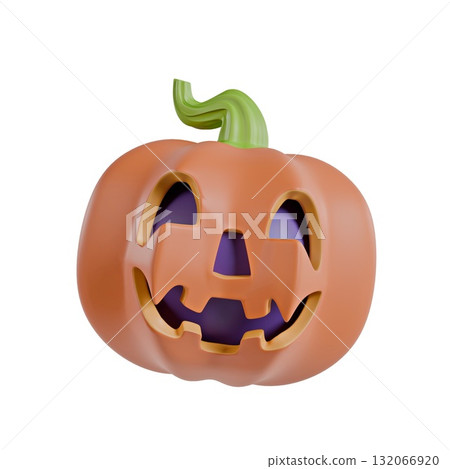 Halloween icon Carved pumpkin 3D Halloween icon Carved pumpkin 3D 132066920