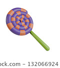 Halloween icon Lollipop with stripes 3D 132066924
