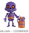 Halloween icon Skeleton giving candy 3D 132066926