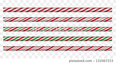 Striped candy cane peppermint borders in festive colors. Winter decoration. Striped candy cane peppermint borders in festive colors. Winter decoration. 132067253