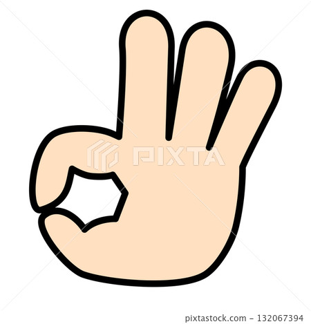 Simple hand illustration of OK sign (circle, perfect) 132067394