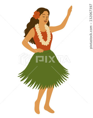 女子跳夏威夷草裙舞的插圖 132067397