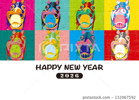 2026年相框新年賀卡「普普藝術風格設計」新年快樂帶手寫空間 132067592