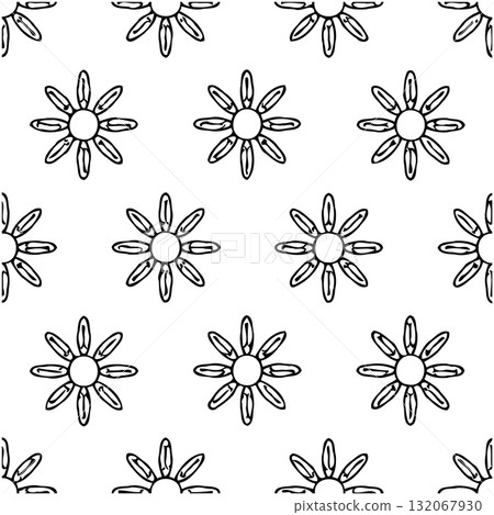 Elegant black and white floral pattern creating a visually seamless design Elegant black and white floral pattern creating a visually seamless design 132067930