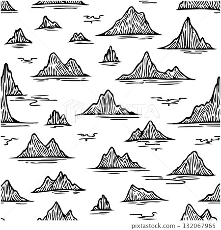 Elegant black and white floral pattern with botanical designs and subtle dots 132067965