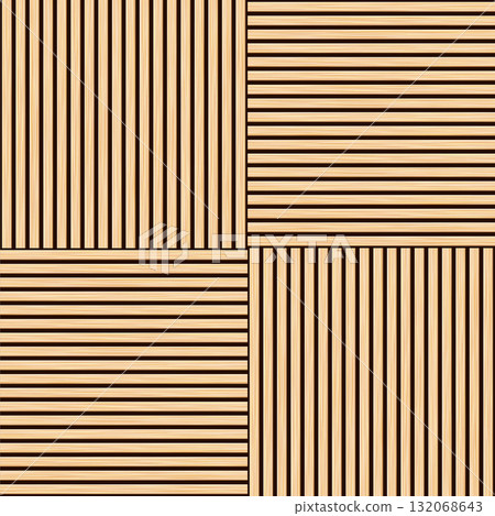 Wooden panel wall background with alternating vertical and horizontal planks. Light natural wood texture backdrop. Bamboo wall. Decorative parquet surface. Realistic vector illustration Wooden panel wall background with alternating vertical and horizontal planks. Light natural wood texture backdrop. Bamboo wall. Decorative parquet surface. Realistic vector illustration 132068643