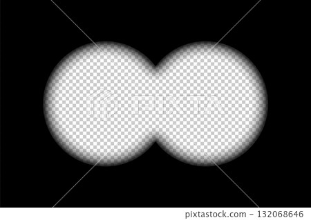 Binoculars viewfinder overlay on transparent background. Spy POV. Circular dual lens without crosshair marks. Military, hunting or spy optical instrument. Realistic vector illustration Binoculars viewfinder overlay on transparent background. Spy POV. Circular dual lens without crosshair marks. Military, hunting or spy optical instrument. Realistic vector illustration 132068646