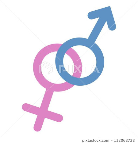 Floating gender signs Symbols of gender, men and women. Astronomical signs of Venus and Mars 132068728