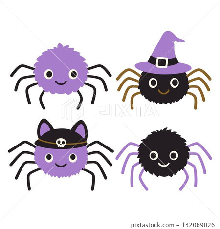 halloween spider set, flat style 132069026