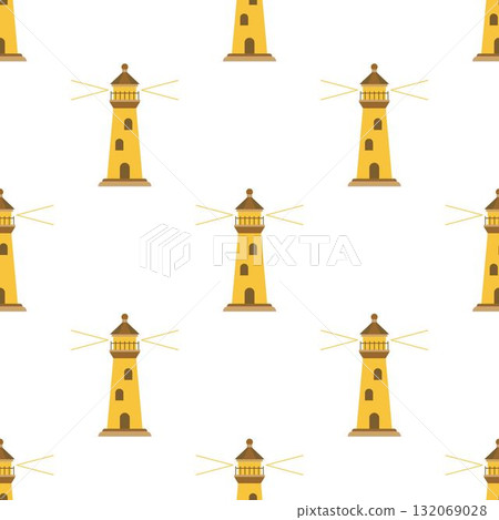 cartoon seamless pattern with lighthouse 132069028