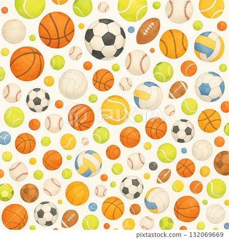 Ball Series: A background pattern of randomly scattered colorful balls 132069669